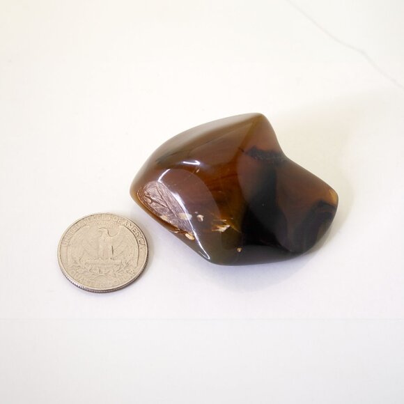 Polished Fossilized Amber Stone, Palm Piece, House Warming Gift, 27.1 grams - Picture 6 of 6